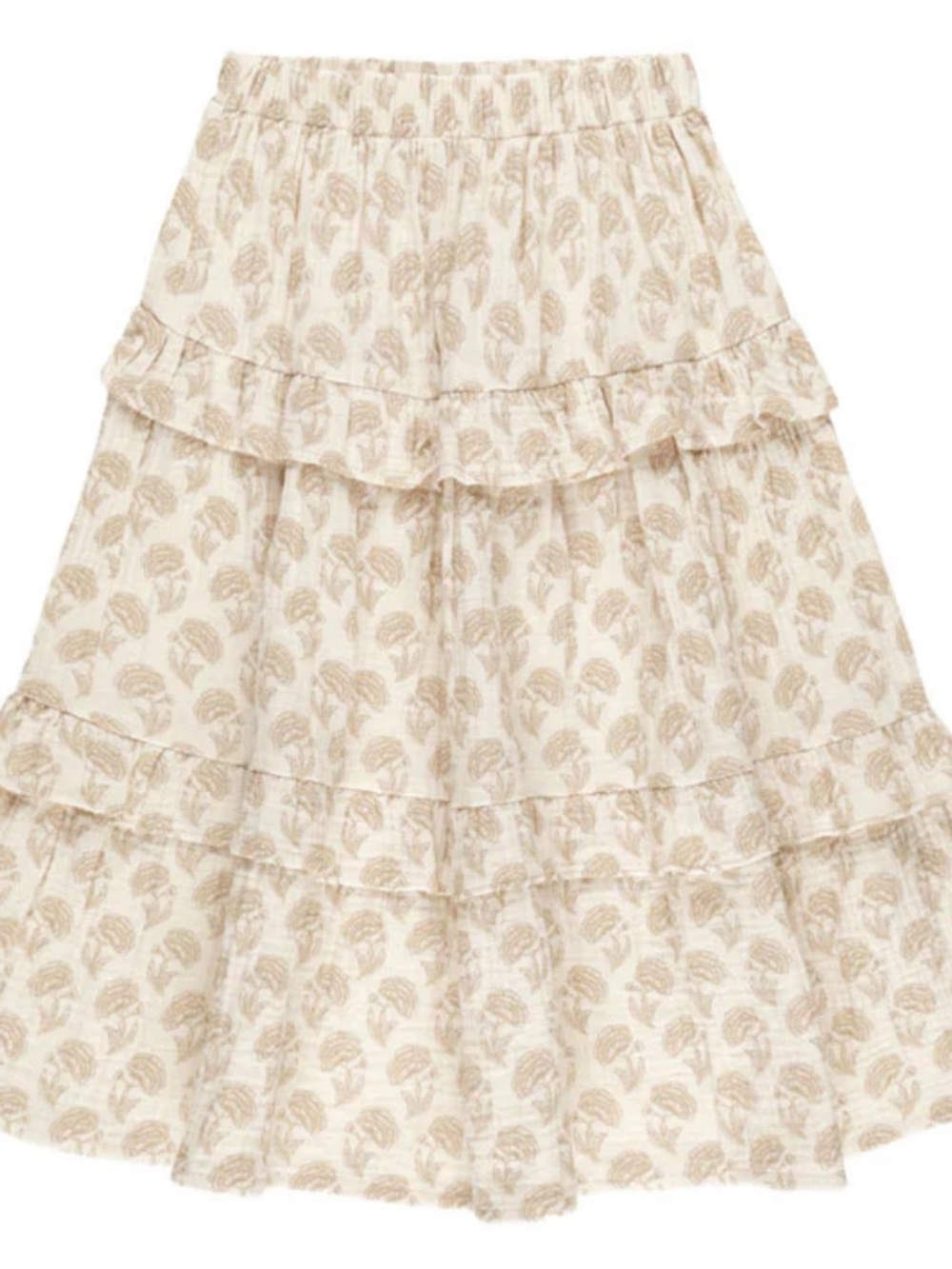 Rylee + Cru Cream and Tan Tiered Ruffle Skirt